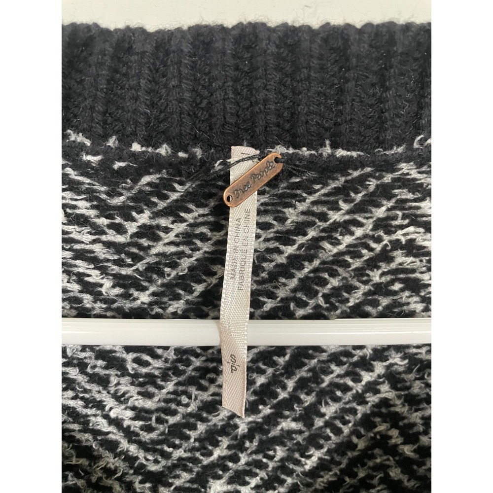 Free People Patchwork Knit Lace Up Wool Blend Sweater Size Small Boho Cozy - Picture 6 of 8